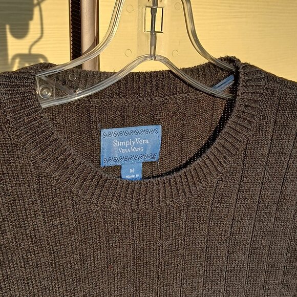 Simply Vera  Dark Grey Cotton Blend Sweater Long Sleeve Buttons onthe Cuffs SzL - Picture 1 of 6